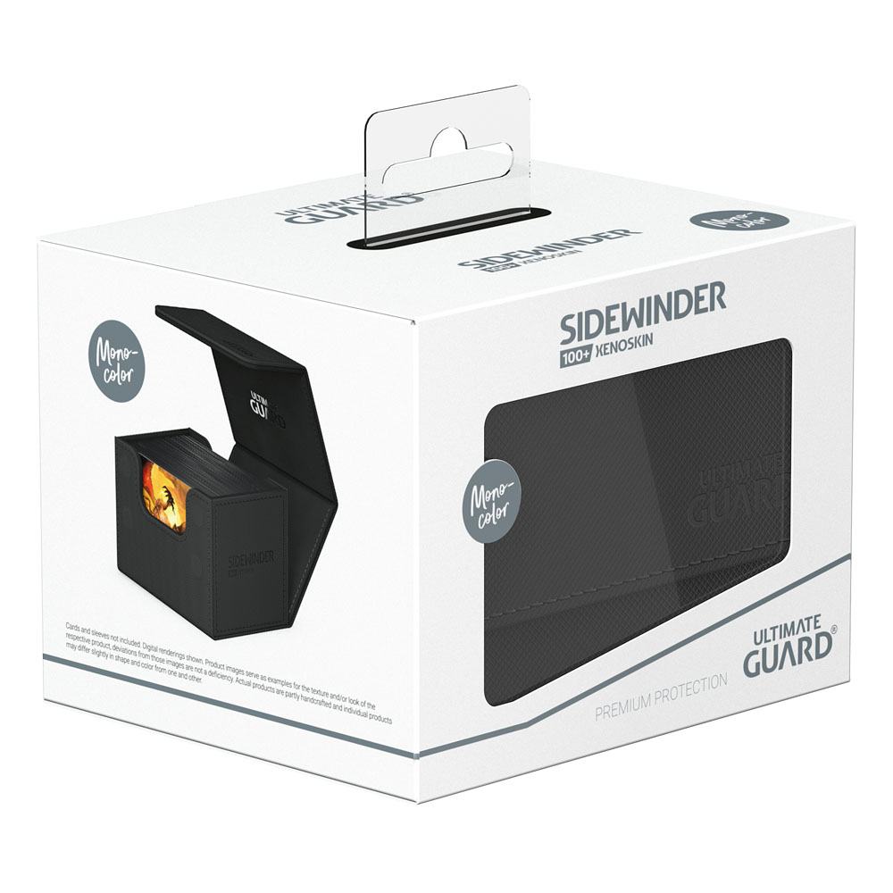 Boîte Ultimate Guard Sidewinder 100+ Noir à côté d'un Superhive 550+ pour montrer la modularité.