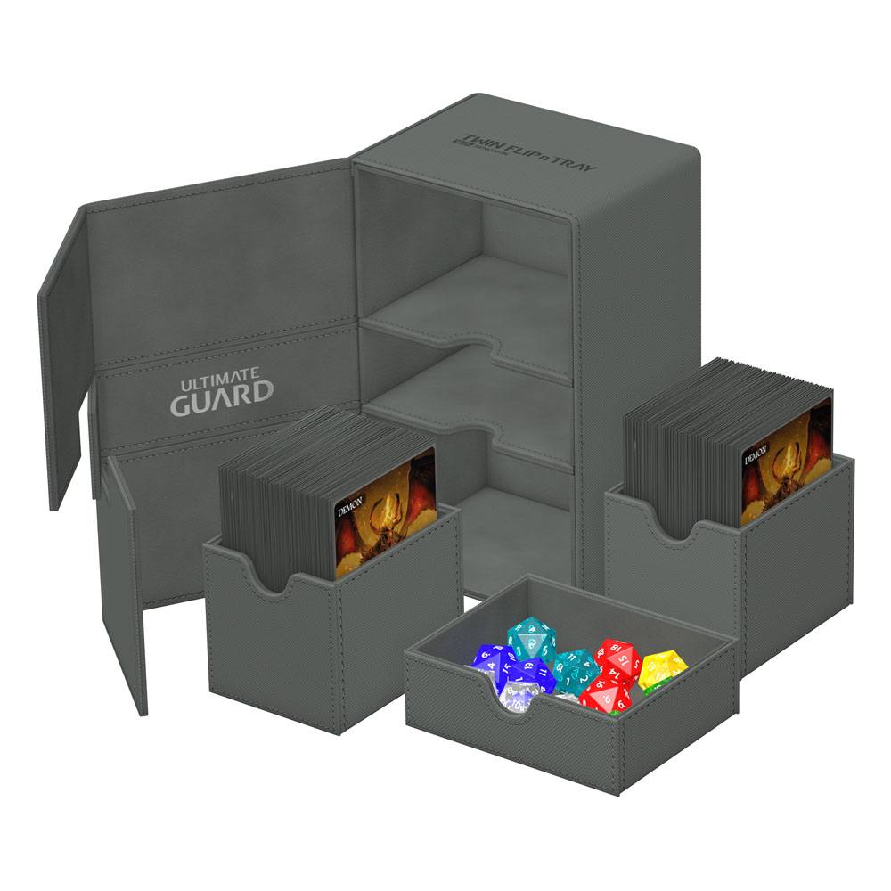Ultimate Guard Twin Flip'n'Tray 160+ avec des cartes Magic The Gathering et des dés