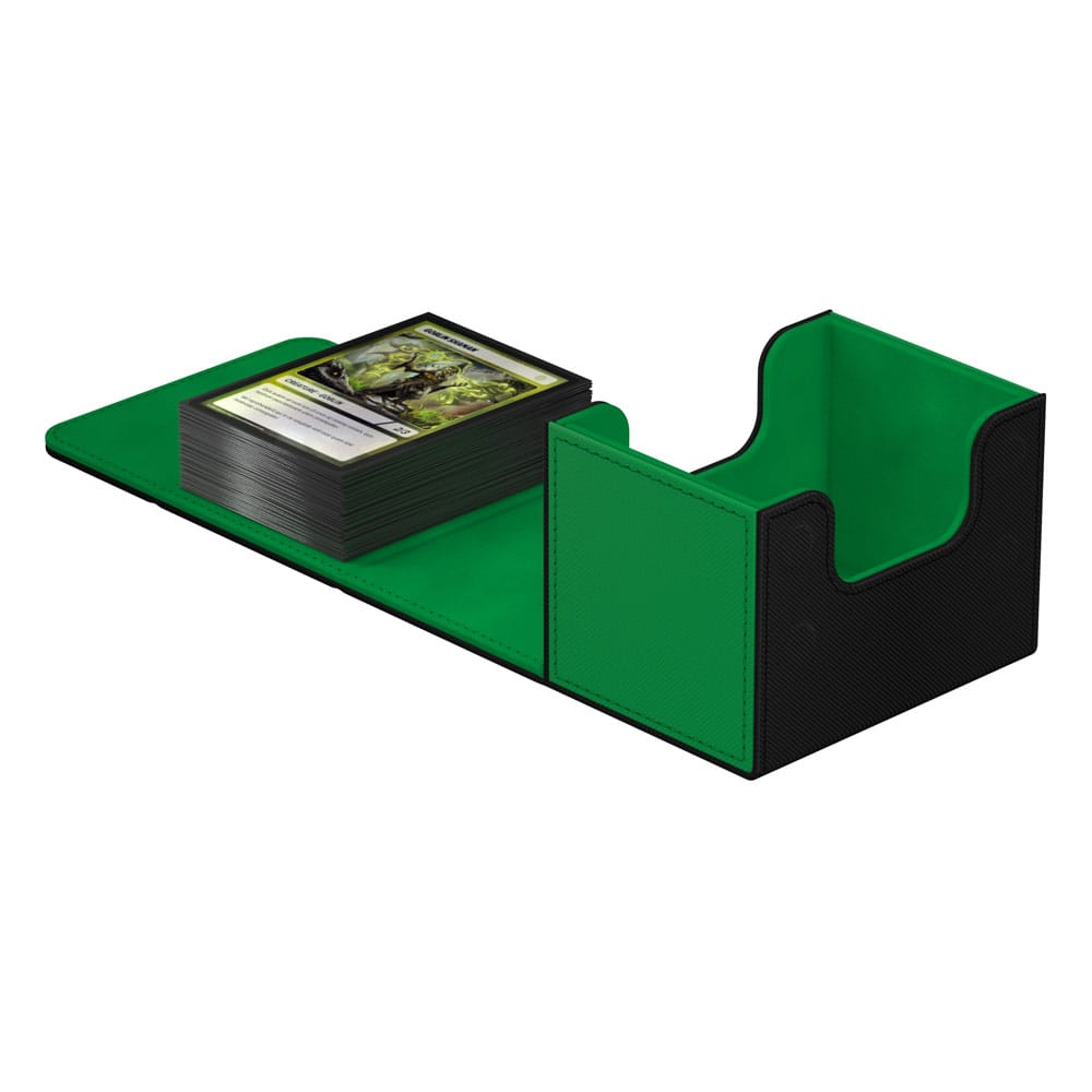Ultimate Guard Sidewinder 100+ XenoSkin SYNERGY Noir/Vert ouverte avec cartes