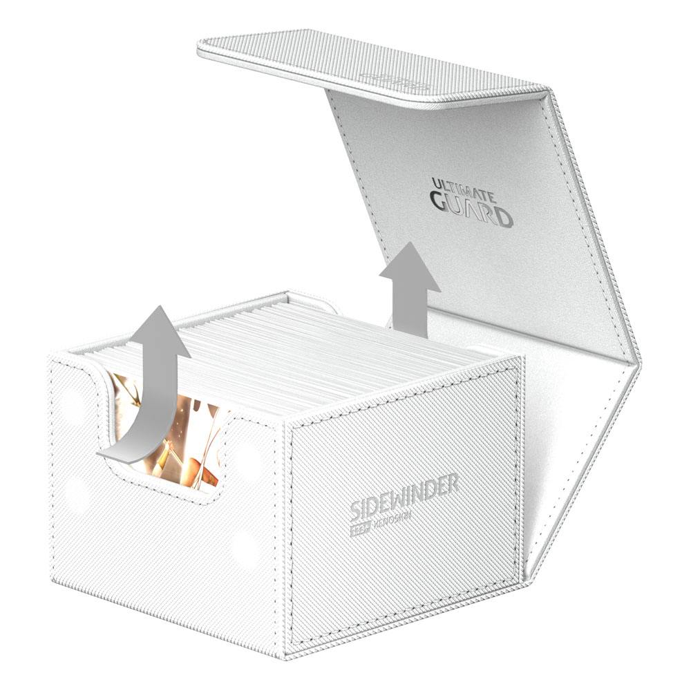 Fermeture magnétique du Ultimate Guard Sidewinder 133+ XenoSkin Blanc, montrant la sécurité du deck box