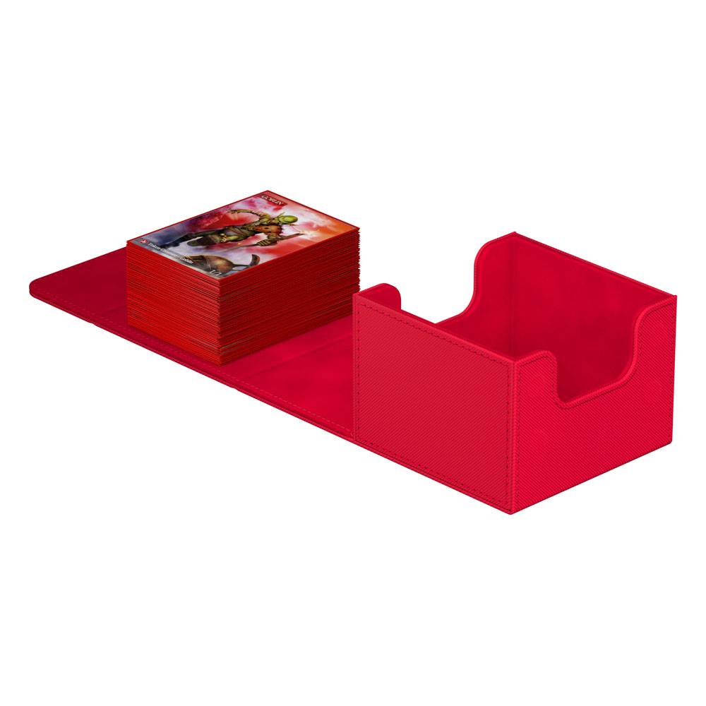 Ultimate Guard Sidewinder 133+ Rouge, vue ouverte avec compartiment cartes