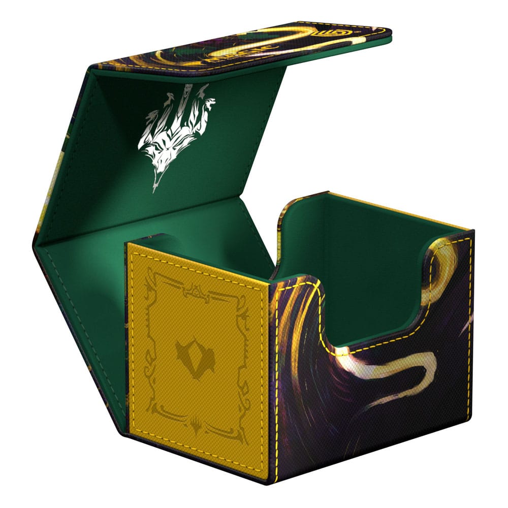 Boîte de deck Ultimate Guard Sidewinder ouverte, montrant l'intérieur en microfibre