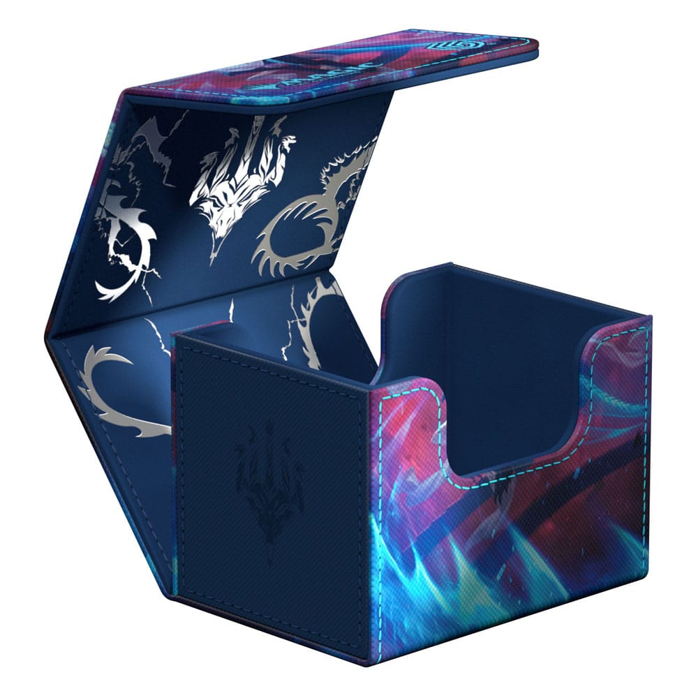 Vue latérale de la boîte de deck Ultimate Guard Sidewinder 100+ Xenoskin, mettant en évidence le matériau résistant