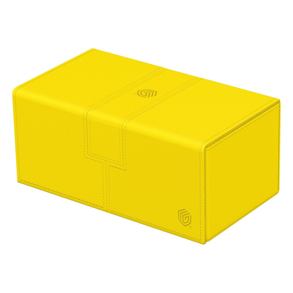 Boîte de deck Ultimate Guard Twin Flip'n'Tray 200+ Dandelion ouverte, montrant les deux compartiments