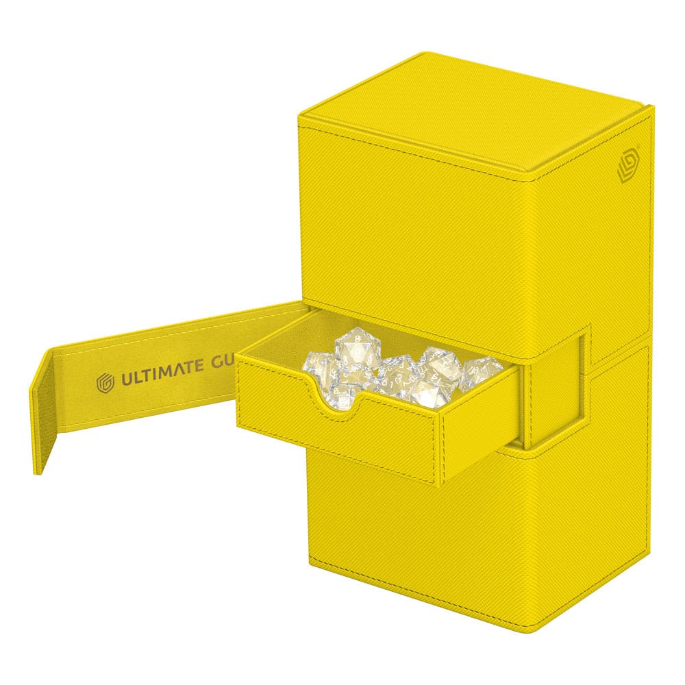 Ultimate Guard Twin Flip'n'Tray 200+ Dandelion avec un compartiment retiré et des cartes Magic: The Gathering