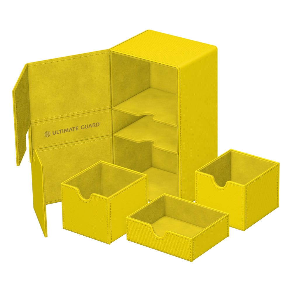 Vue latérale de la deck box Dandelion, montrant la robustesse et la fermeture magnétique