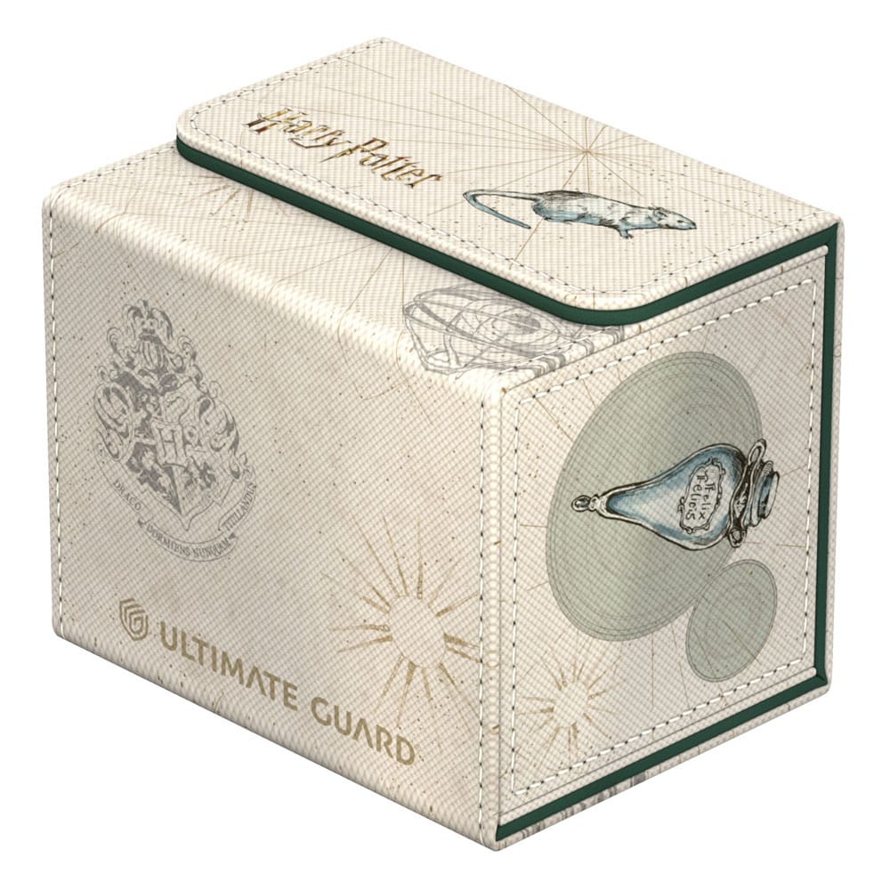 Gros plan sur le logo Ultimate Guard et Harry Potter sur la deck box
