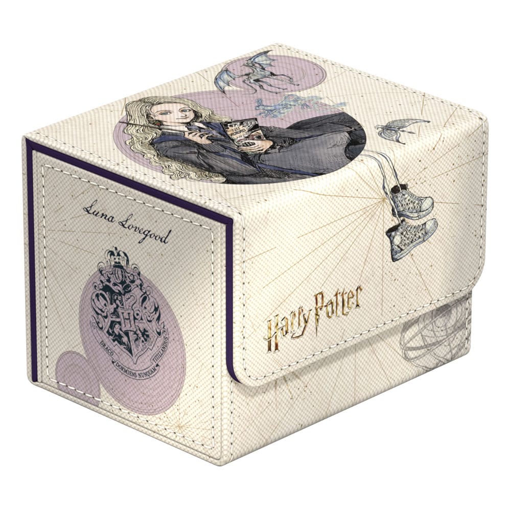 Deck Box Ultimate Guard Sidewinder 100+ Xenoskin Harry Potter Luna Lovegood ouverte, montrant l'intérieur en microfibre