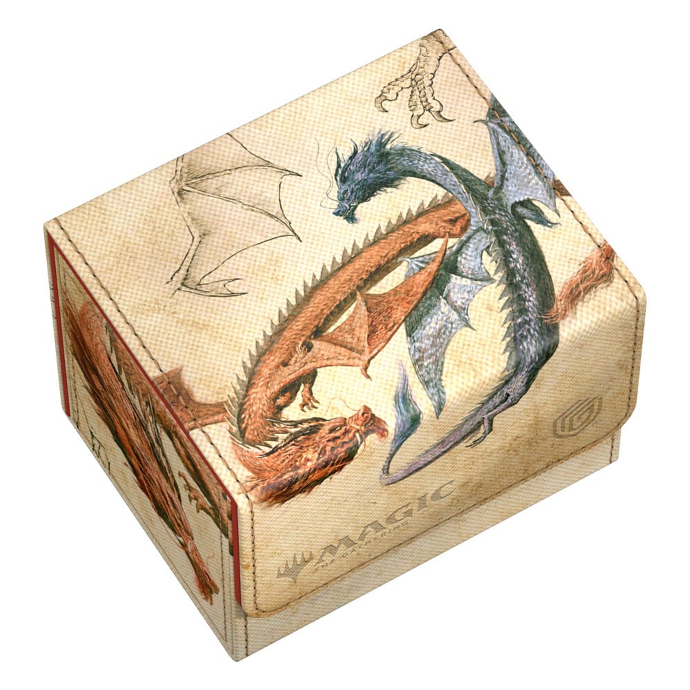 Vue latérale de la boîte de deck Ultimate Guard Sidewinder avec le logo Xenoskin et la texture du matériau