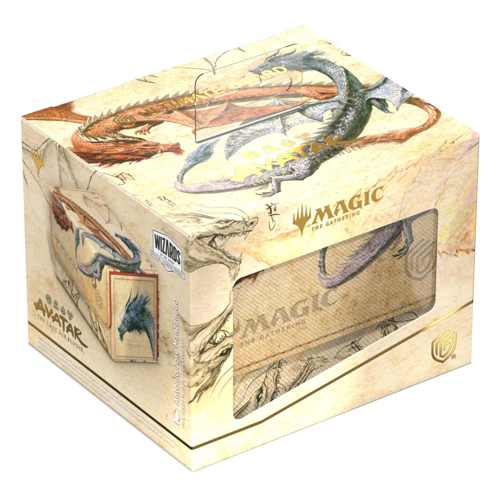 La boîte de deck Ultimate Guard Sidewinder 100+ Xenoskin posée à côté de cartes Magic The Gathering