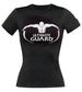 T-shirt femme Ultimate Guard noir avec logo, vue de face sur mannequin