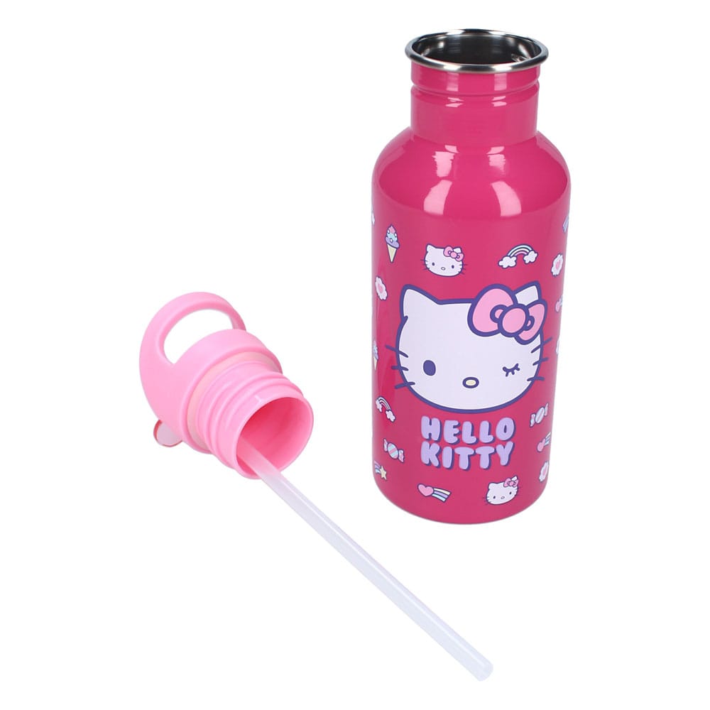 Vue latérale de la bouteille Hello Kitty 500ml, mettant en avant sa forme ergonomique
