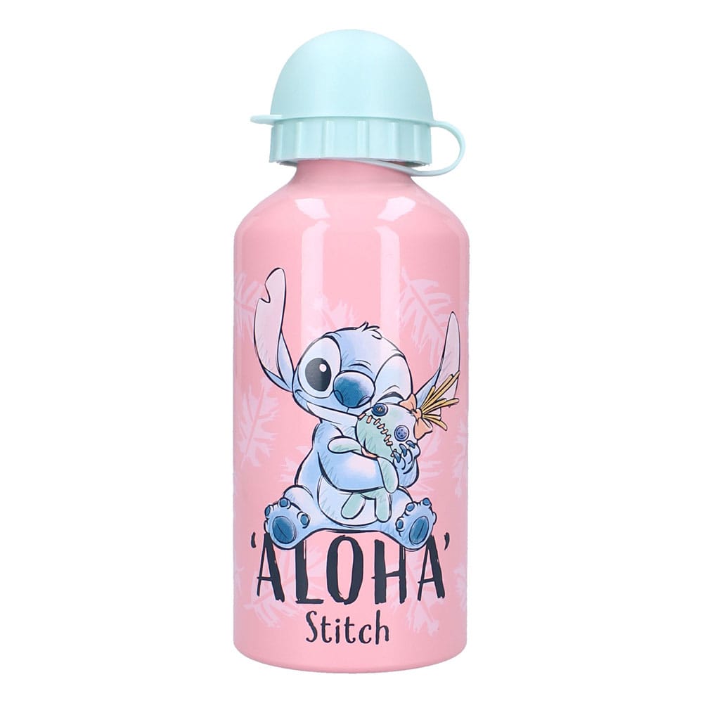 Bouteille Lilo & Stitch Really Refreshing 500ml en aluminium, vue de face avec le design des personnages.