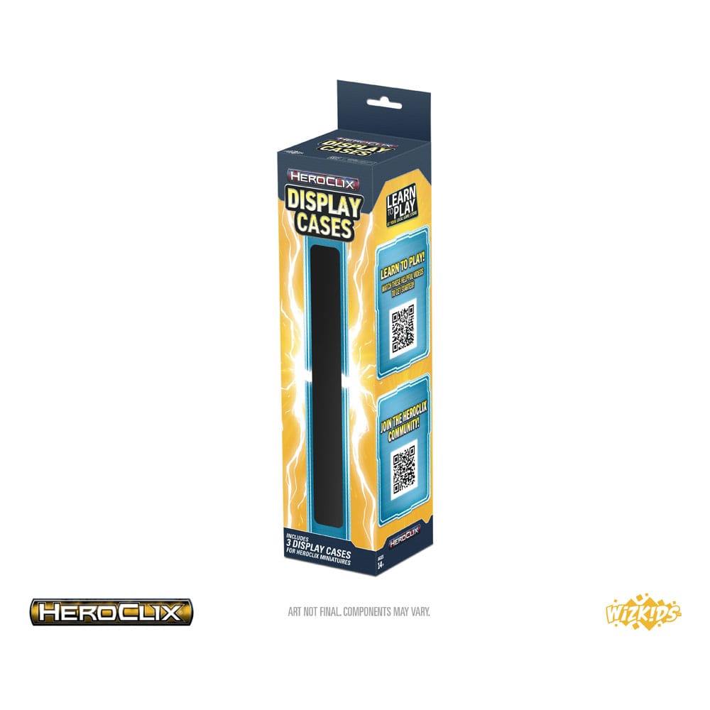 Gros plan sur la base d'un présentoir WizKids HeroClix, qualité de fabrication