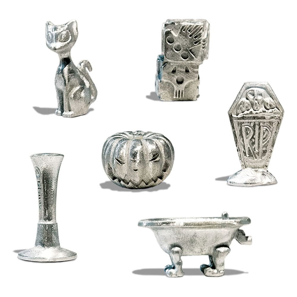 Gros plan sur les détails du plateau de jeu Monopoly L'Étrange Noël de Monsieur Jack