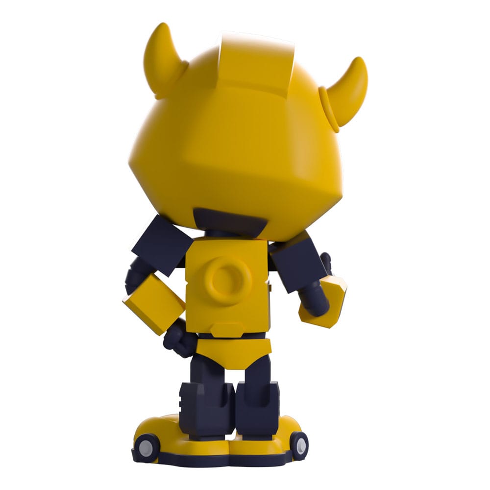 Gros plan sur le visage de la figurine Bumblebee Youtooz, détails du casque