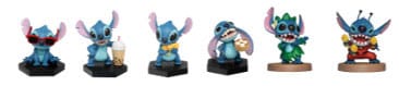 Présentoir de 6 figurines Lilo & Stitch Mini Hero Box Fun Series Wave 2 de YuMe Toys, montrant les personnages Stitch et Lilo
