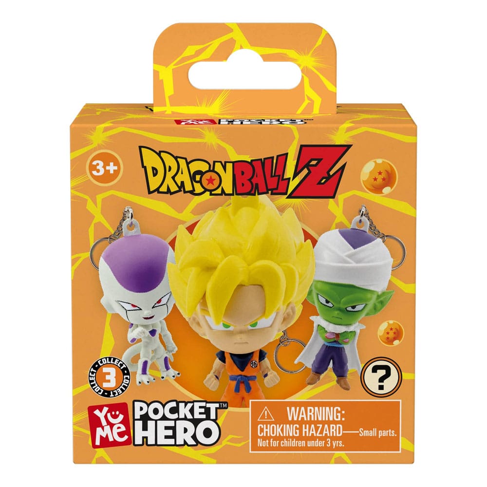 Vue latérale du présentoir Dragon Ball Z Pocket Hero Series 1 montrant les 12 boîtes